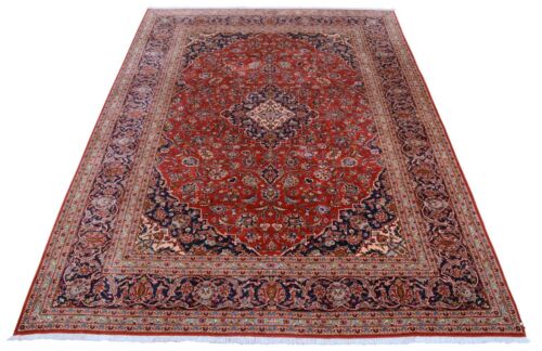 Thin Kashan Turacciolo 342 X 255CM Hand Knotted Signed Persian Carpet-