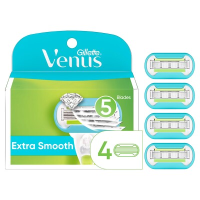 Venus Extra Smooth Women's Razor Blade Refills, 4 Count