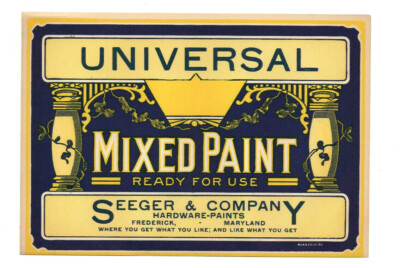 Lot of 4 Original Vintage 1920s Paint Can Labels, Seeger Hardware