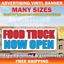 FOOD TRUCK NOW OPEN Advertising Banner Vinyl Mesh Sign Bar BEER WINE GROCERIES