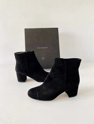 ✨New HALOGEN Hacade Suede Heel Booties Black Womens 9.5M $120 - Image 1 of 4