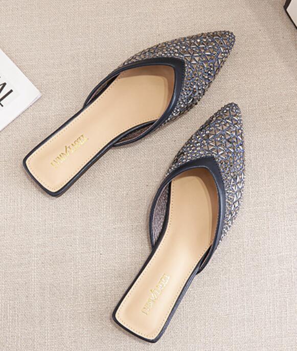 PANTOFOLA D’ORO Paillettes donna 2024 strass senza tacco moda slip punta
