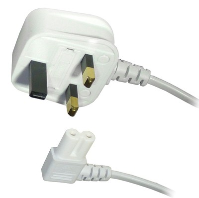 ABBILDUNG 8 FIG 8 IEC C7 TV NETZKABEL KABEL ABGEWINKELT 5 M WEISS