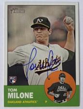 Tom Milone Signed Topps #374 2012 Rookie Card Oakland Athletics Auto MLB RAD