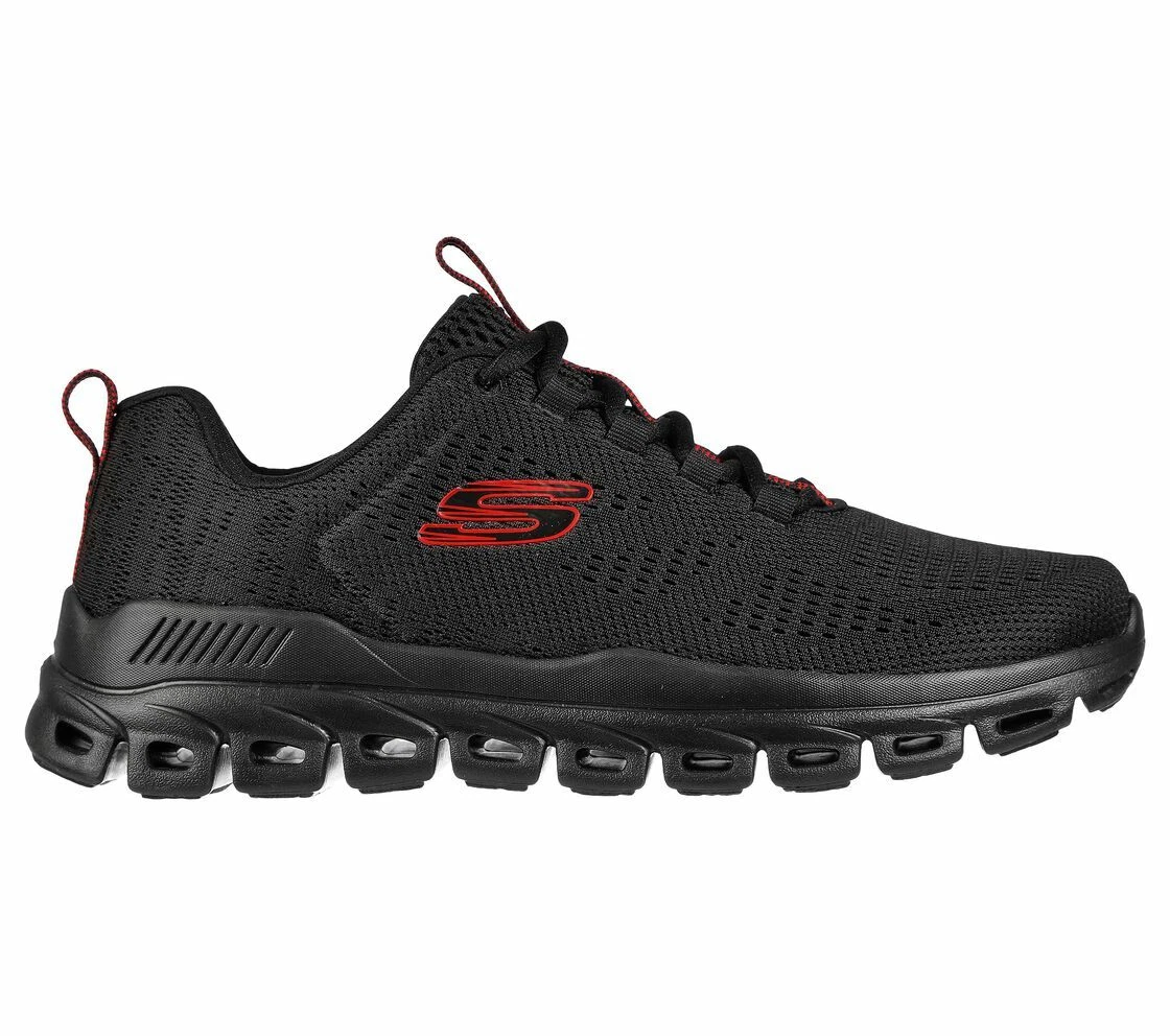 Skechers Wide Fit Glide Black Shoes Men s Memory Foam Mesh Sport Comfort 232136