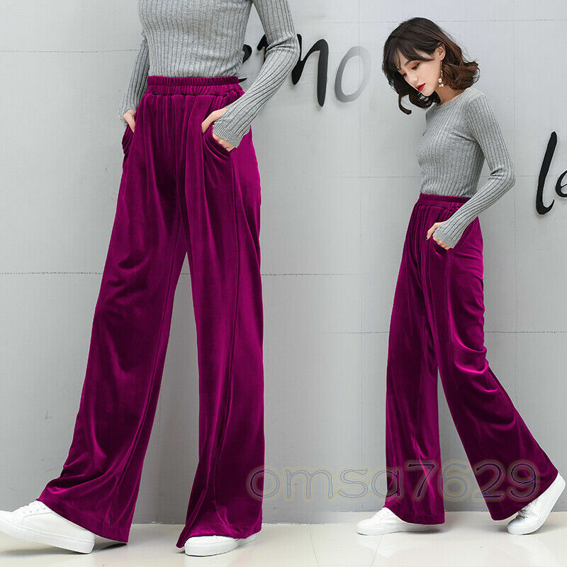 Women's Velvet Pants Loose High Waist Wide Leg Casual Long Women's Velvet Pants Loose High Waist Wide Leg Casual Long