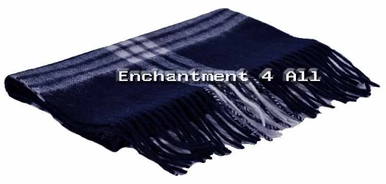 Bufanda 100 % 2 capas de cachemir puro a rayas 70"x11" hombres mujeres silenciador de cuello, azul marino Foto 2 de 2