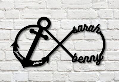Personalisiertes Forever your Love Anker Metall Namensschild Home Wanddeko Ge...