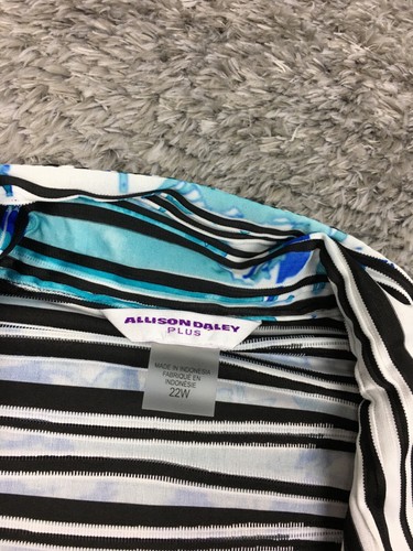 Allison Daley Jacket Womens Size 22W Blue Striped Woman Plus - Picture 8 of 13