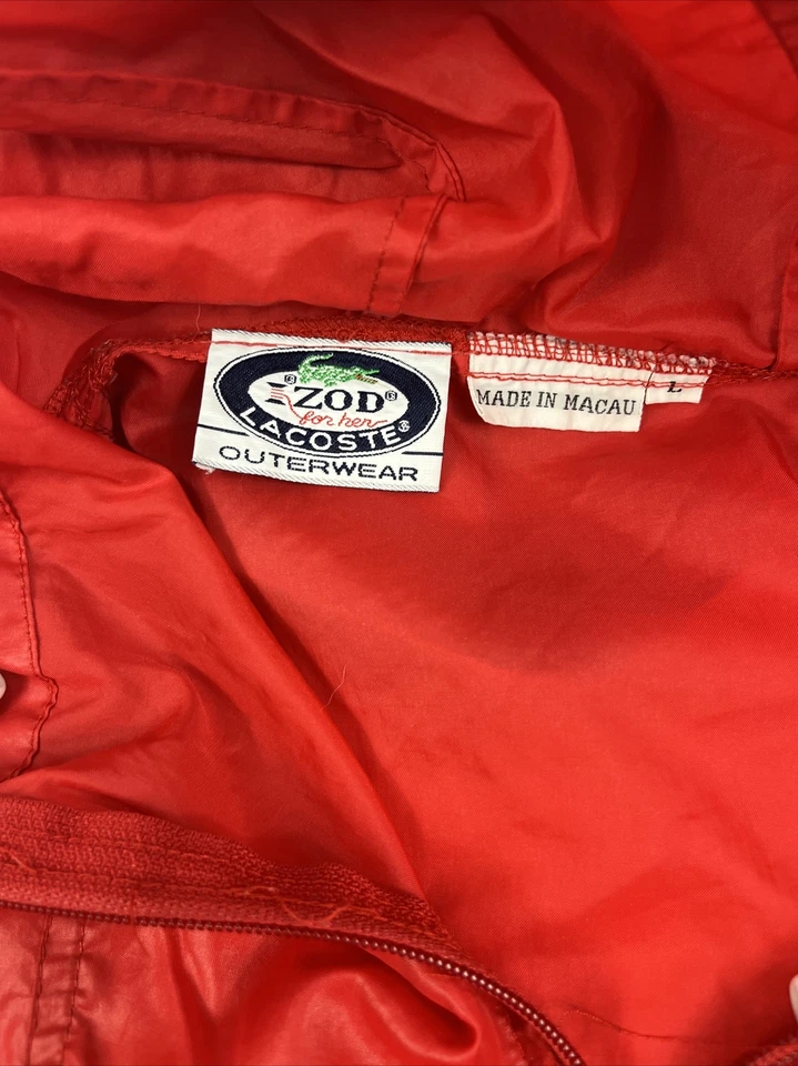 Cortavientos Izod for Her Lacoste Outerware grande rojo de colección hecho en Macao Foto 4 de 4