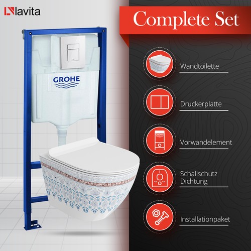 GROHE Vorwandelement Solido + Wand WC Sofi Slim Folklor + Knopf Set - Bild 6 von 29