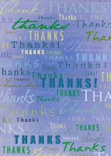 Designer Greetings Repeated Thanks on Purple Background Thank You Card