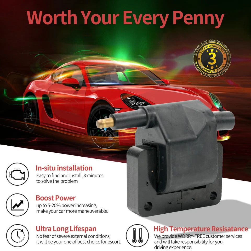 OEM Ignition Coil + Spark Plug + Wire for Dodge B1500 Ram Chrysler Jeep Plymouth - Image 3 of 4