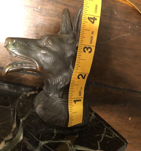 Statua vintage o antica Art Déco bronzo pastore tedesco marmo dormiente Francia * - Foto 12 di 18