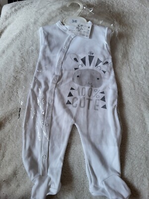  Baby Grow White Girl Boy 3-6M ''100% Cute'' Zebra from Watch me Grow. *Brand New*