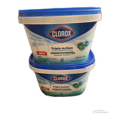 2 Box Lot Clorox Triple Action Dishwashing Detergent Fresh Scent 86 total pacs
