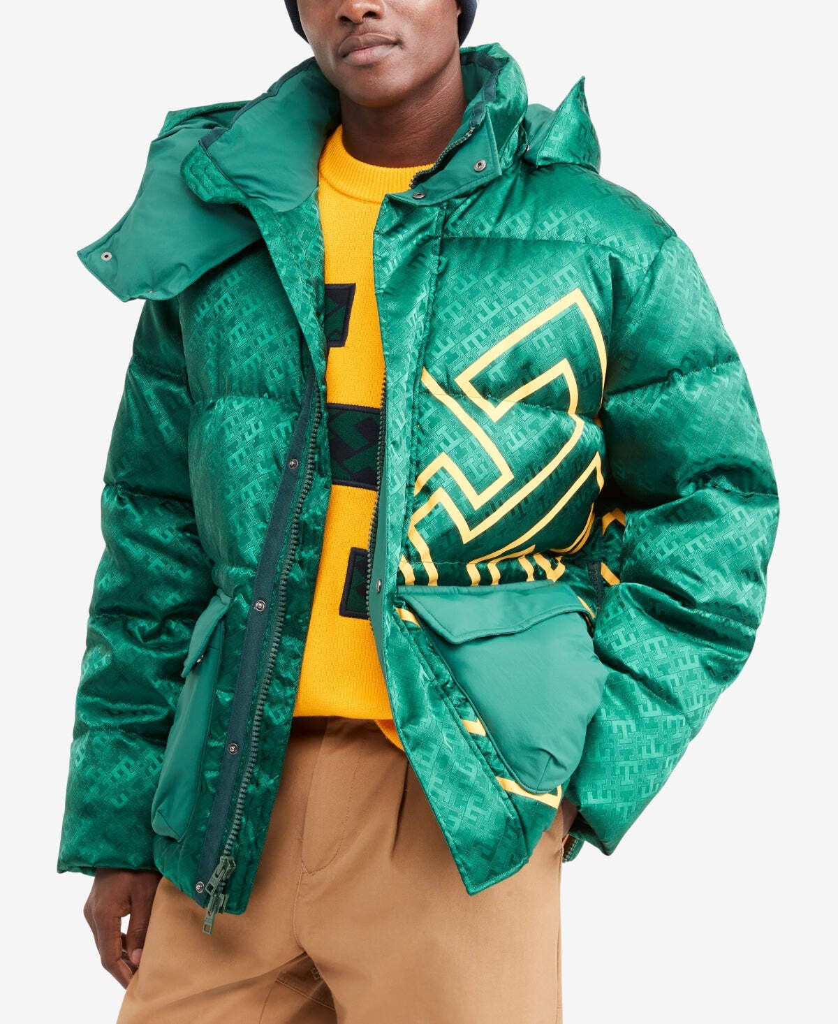 Tommy Hilfiger x Anthony Ramos Green Monogram Puffer Jacket image 2