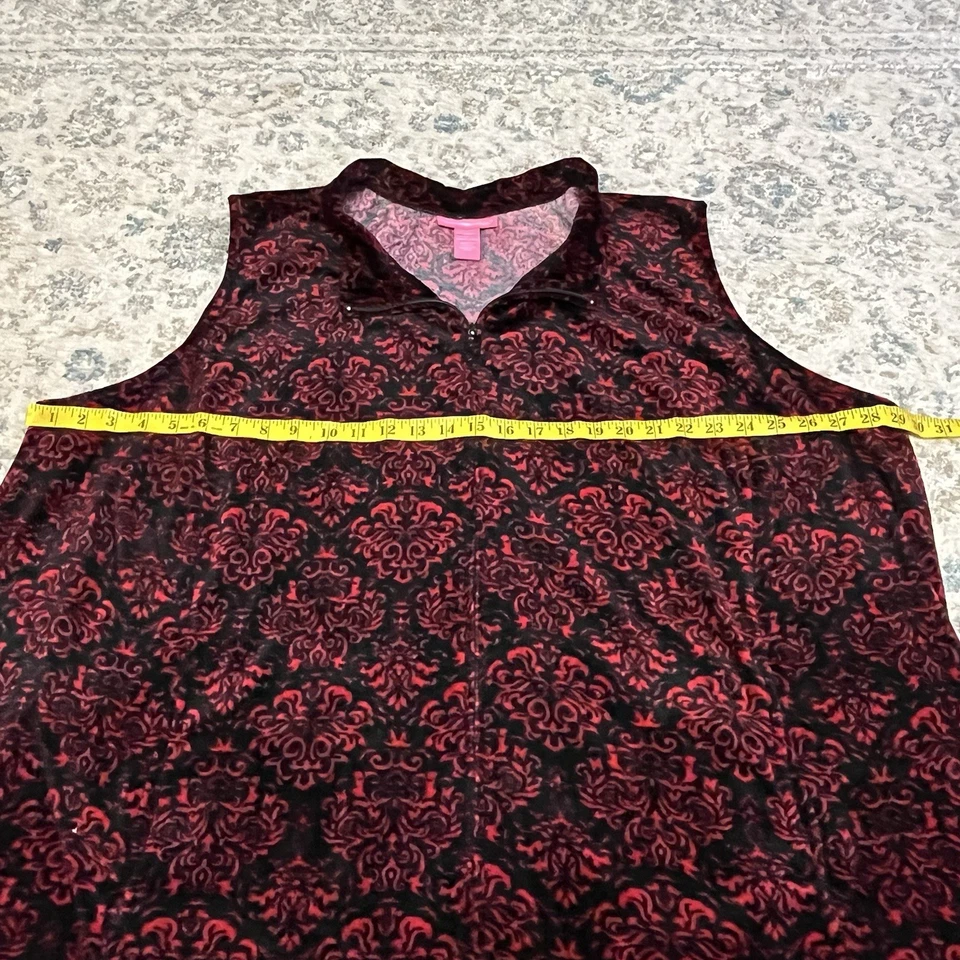 Chaleco Woman Within 3X Negro Rojo Cachemira Cremallera Completa Sin Mangas Terciopelo Vacaciones Informal Foto 4 de 4