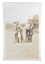 Vtg 1935 Native American RPPC Photo BP Enright Chief Riding-In & Rush Roberts