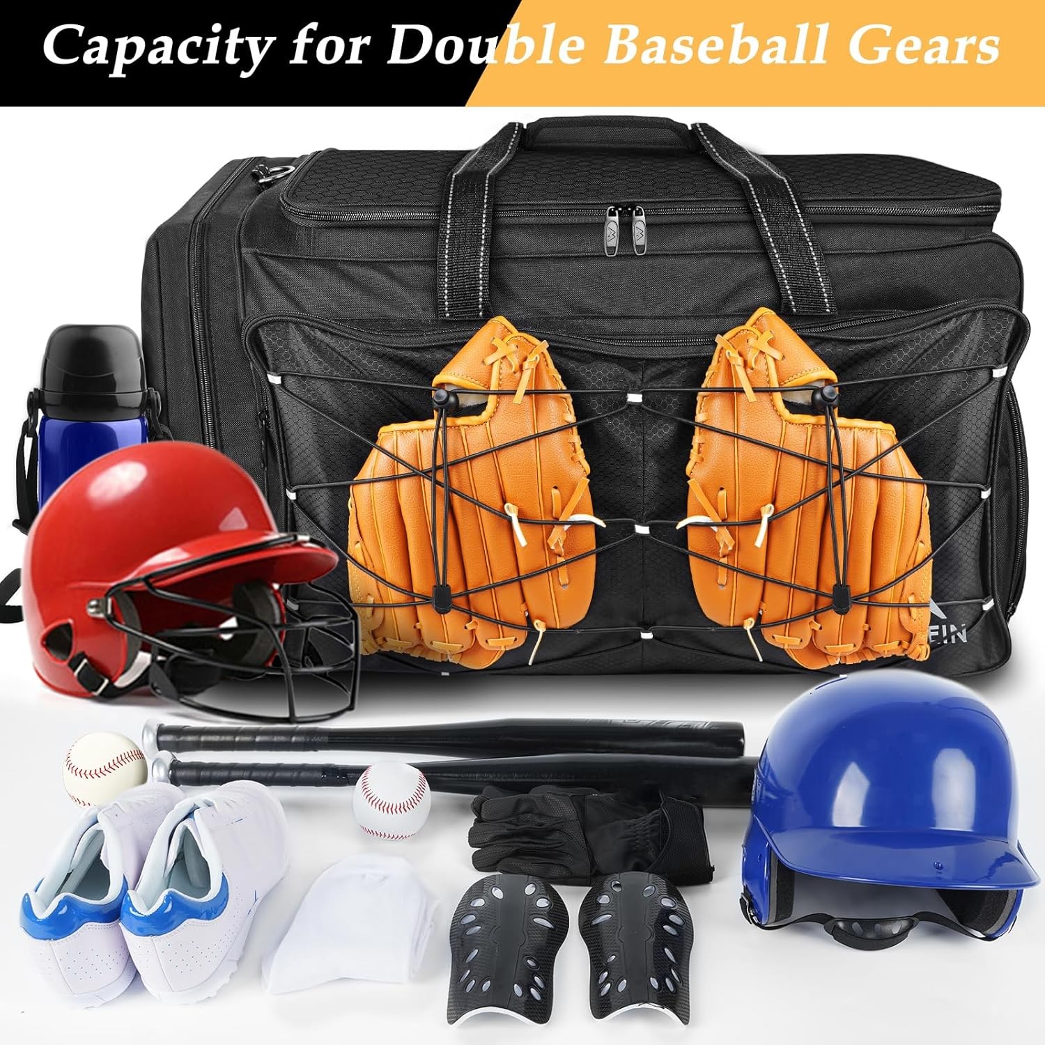 MATEIN Baseball Bag, Extra Large Catchers Gear Bag for 75 Liters, Black 