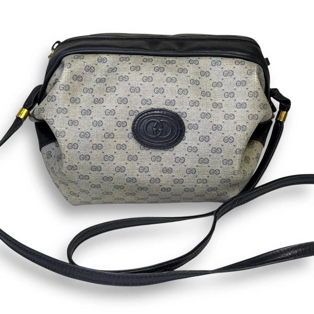 Gucci Navy Micro Gg Logo Sac à Bandoulière Pochette Tambour Bag Designer Sac à Main