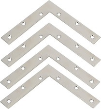 4 Pcs 4.8 Stainless Steel L Flat Brackets Corner Brace for Wood Furniture Repair