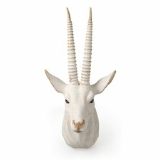 Faux Antelope Head Wall Decor Sculpture Hand-Painted for Hallway