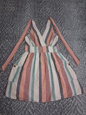 American Eagle Outfitters Halter Dress Women's Size Medium Linen Blend Striped