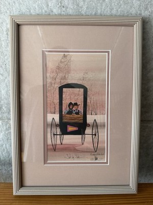 P Buckley Moss Side by Side Signed Limited Edition 599/1000 Amish Buggy Framed