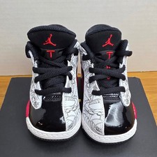 Jordan Dub Zero TD Fire Red Black White Laser Etched DV1358-162 Toddler 4C