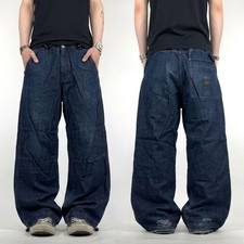 Vintage y2k distressed faded dark wash skater baggy wide leg rare jeans