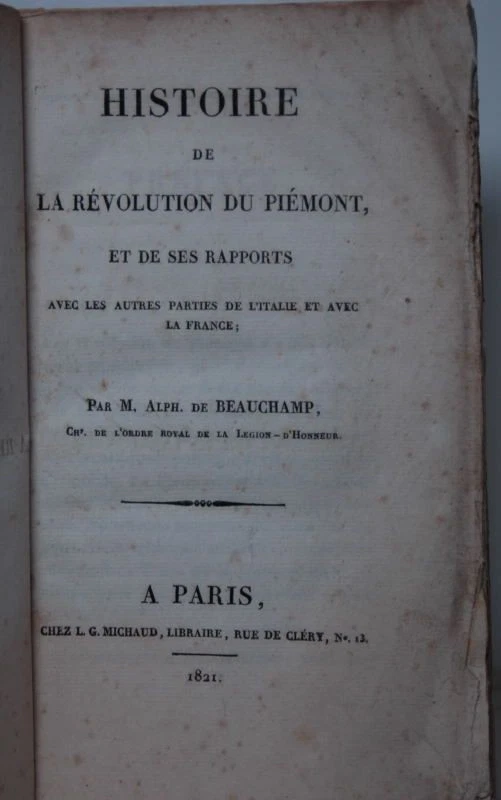 Histoire de la Revolution du Piemont, et de ses Rapports avec les autres parties - Bild 1 von 1