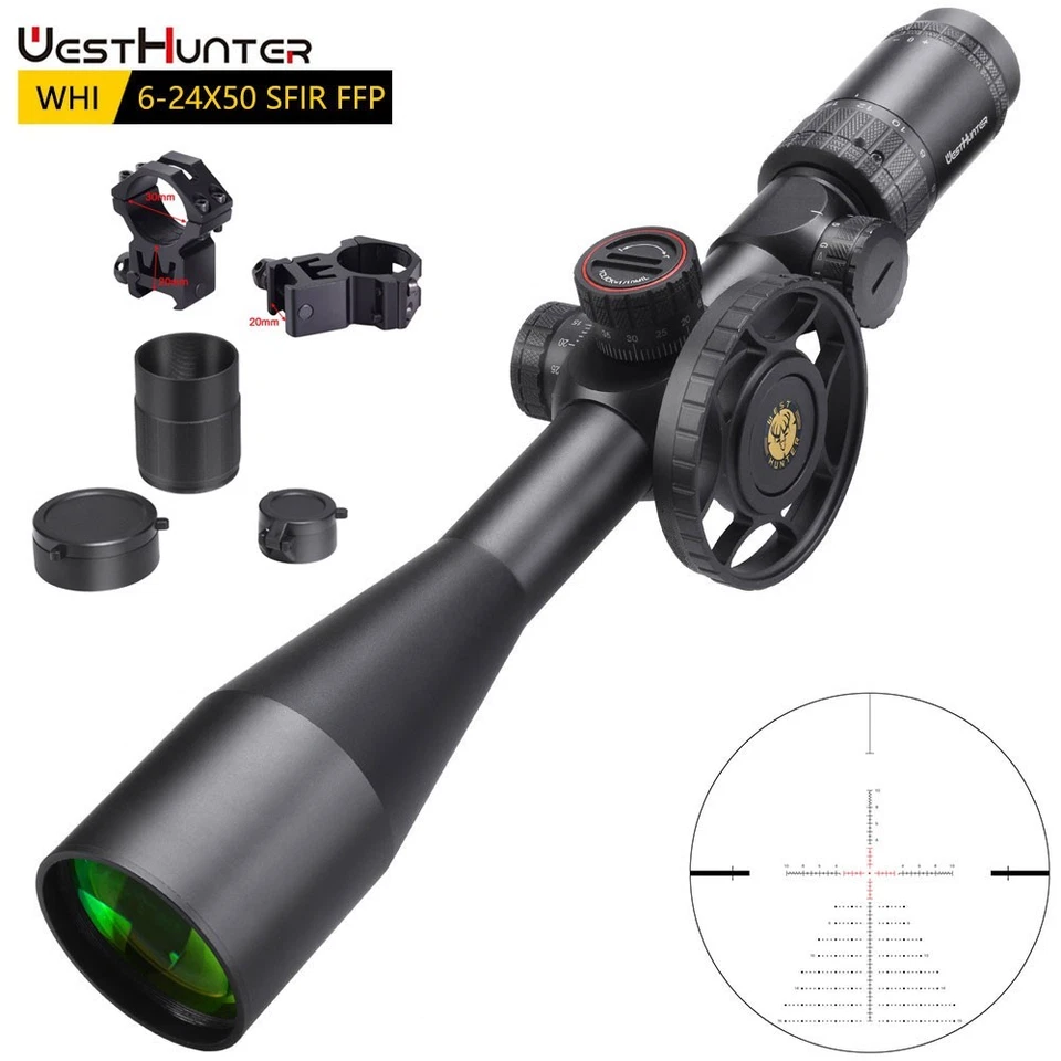 Leuchtabsehen Zielfernrohr WestHunter WHI 6-24x50 SFIR FFP Airsoft Optics Sicht