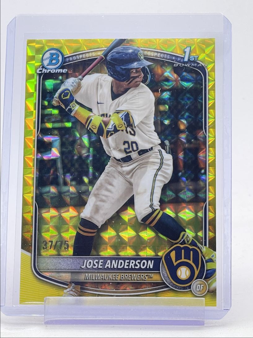 JOSE ANDERSON 2025 BOWMAN CHROME 1ST YELLOW GEOMETRIC BREWERS /75 Q3967