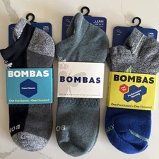 Bombas Socks Unisex Ankle Size Large 3 Pairs New In Package Performance Running