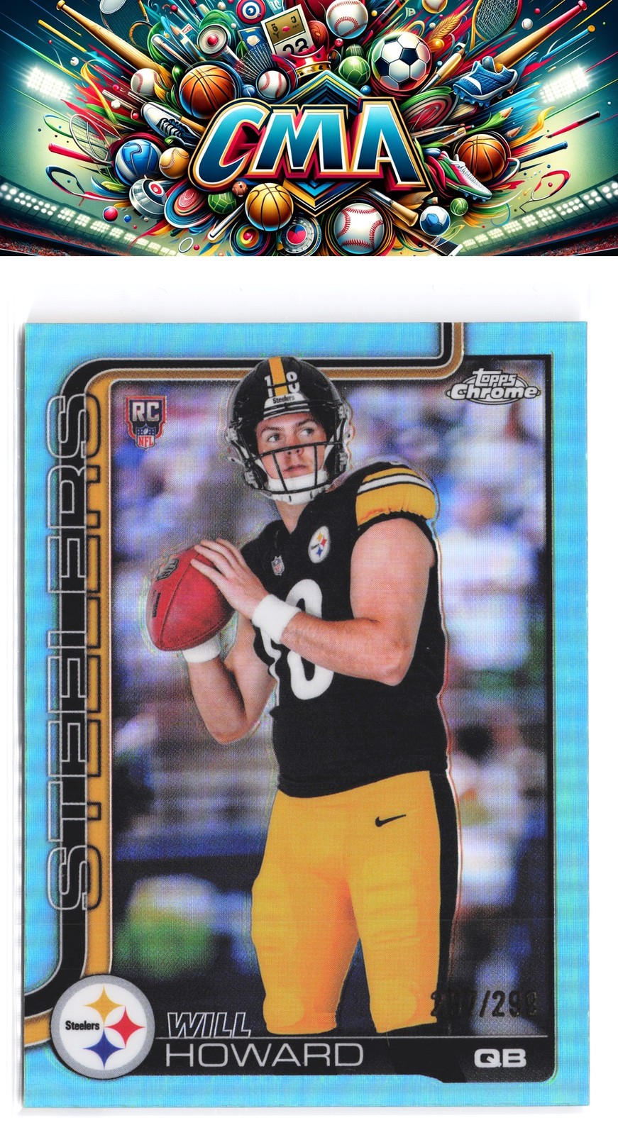 2025 Topps Chrome #321 Will Howard Aqua Refractor #/299