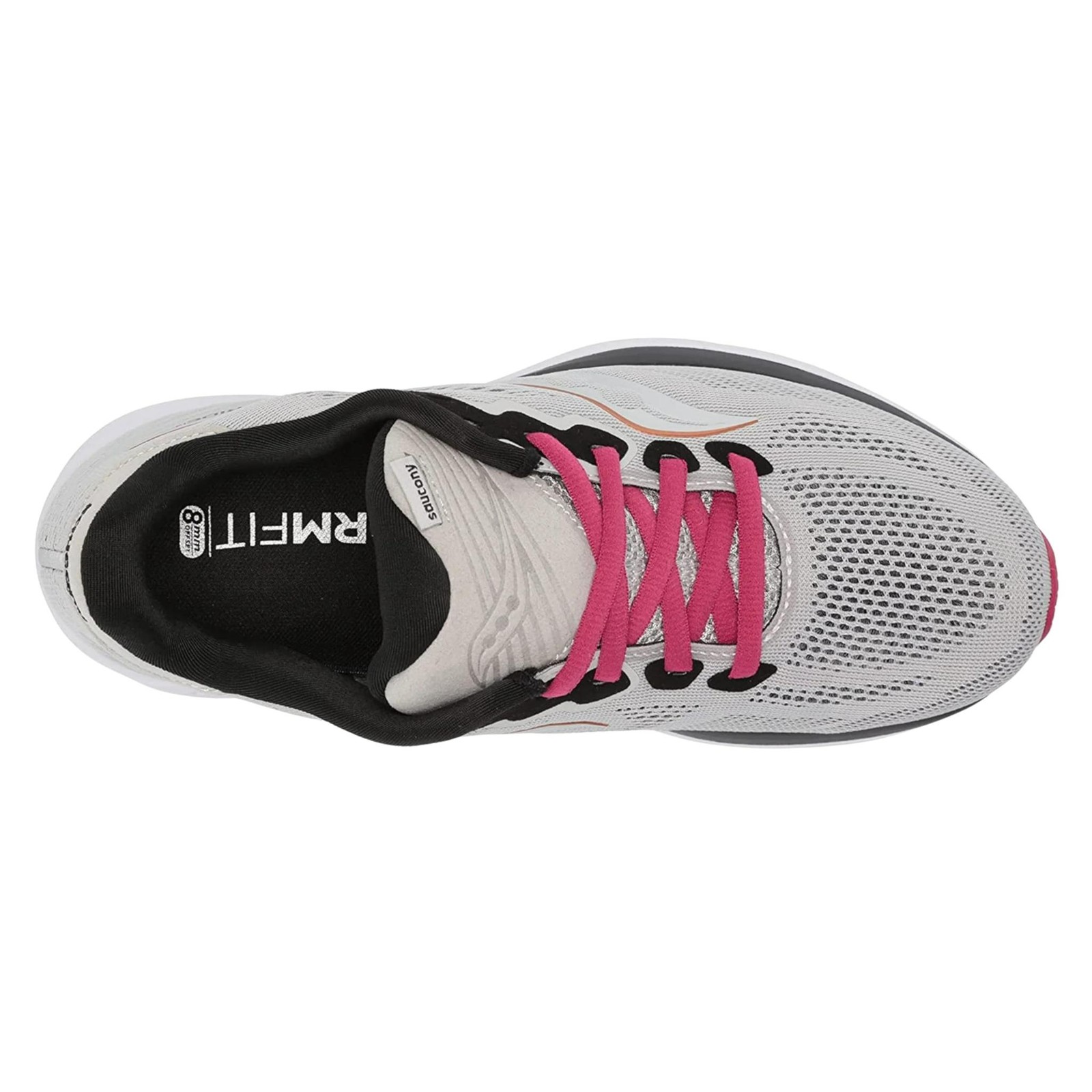 Saucony Womens Ride14 Running Shoe, Fog/Cherry thumbnail 6