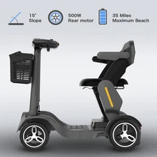 Adult Electric Scooter with Seat & Basket 4 Wheels Mobility Scooter Old Parent ！