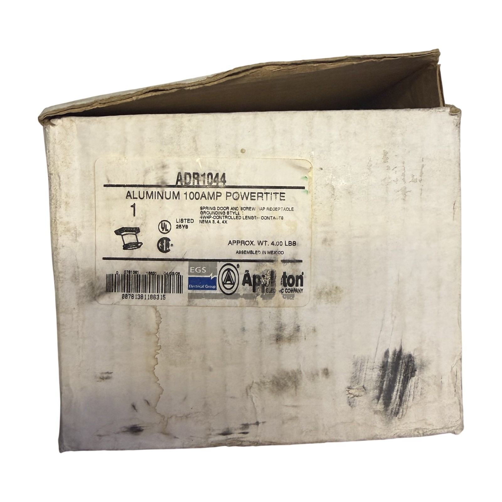Appleton ADR1044 Powertite 100A 4W 4P 600VAC Aluminum Receptacle NEMA 3 4 4X