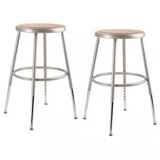 19 In. - 27 In. Height Grey Adjustable Heavy-Duty Steel Stool 2-Pack