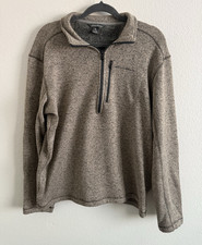 Eddie Bauer Gray Mock Neck 1/4 Zip Logo Pullover Sweatshirt Men TM Long Sleeve