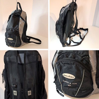 Deuter Race X Air I Hydration Daypack, Cycling Hiking w 2L Bladder, Black & Gray