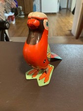 Jumping Parrot Tin Litho Toy Without Key Works