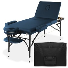 Portable Massage Table - Aluminum Tri-Fold Legs and Carrying Case - Blue