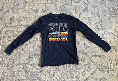 Back to the Future The Musical ''Don't Need Roads'' Long Sleeve Tee, Size M