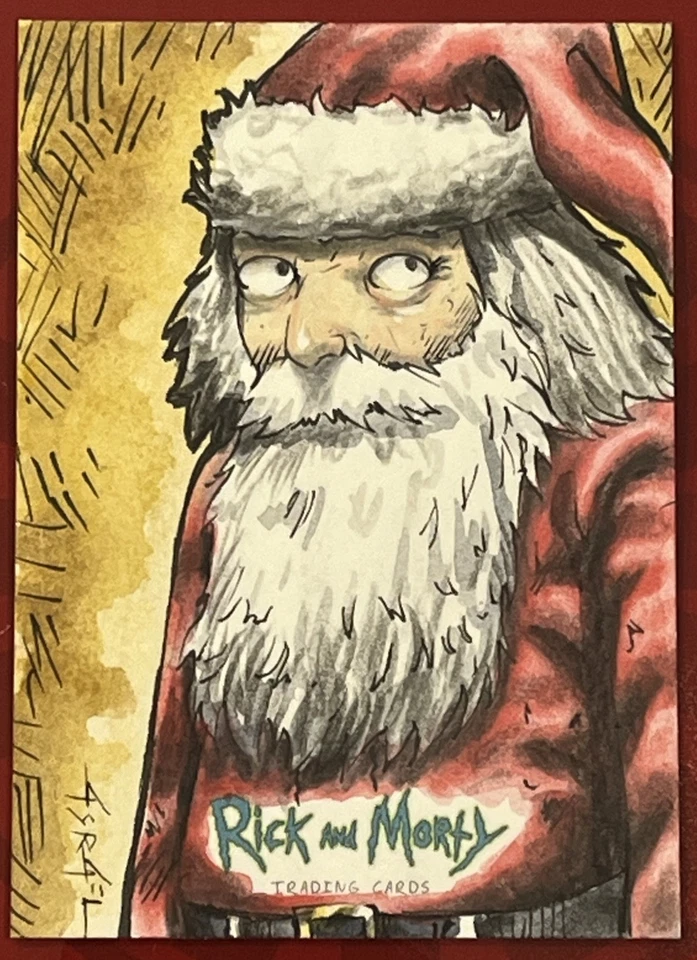 Rick Morty Cryptozoic Season 1 Sketch Card Israel Arteaga 1/1 Santa Claus? Ruben - Image 3 of 4