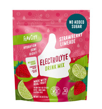 FlavCity Strawberry Limeade Electrolytes Powder Packets, No Sugar, 28 Sticks