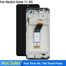 For Redmi Note 11 4G LCD Touch Screen Replacement 2201117TG Black Frame Assembly