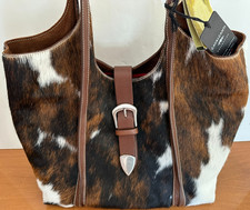 CAVALCANTI LUXURY ANIMAL PRINT CALFHAIR & LEATHER BUCKLE DESIGNER HANDBAG NWT 3