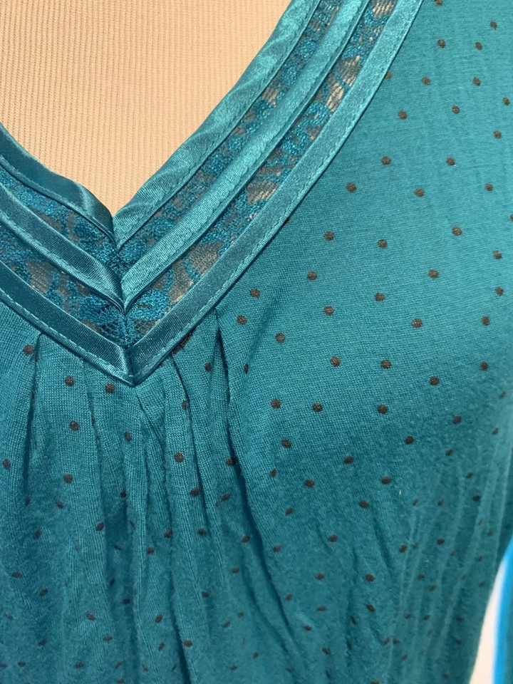 Apt 9 Conjunto Pijama Grande L Mezcla Rayón Punto Azul Teal L Manga Larga Cordón Foto 3 de 4